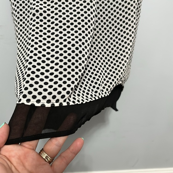 Daniel Rainn size large polka dot blouse layered sheer top - Picture 2 of 8